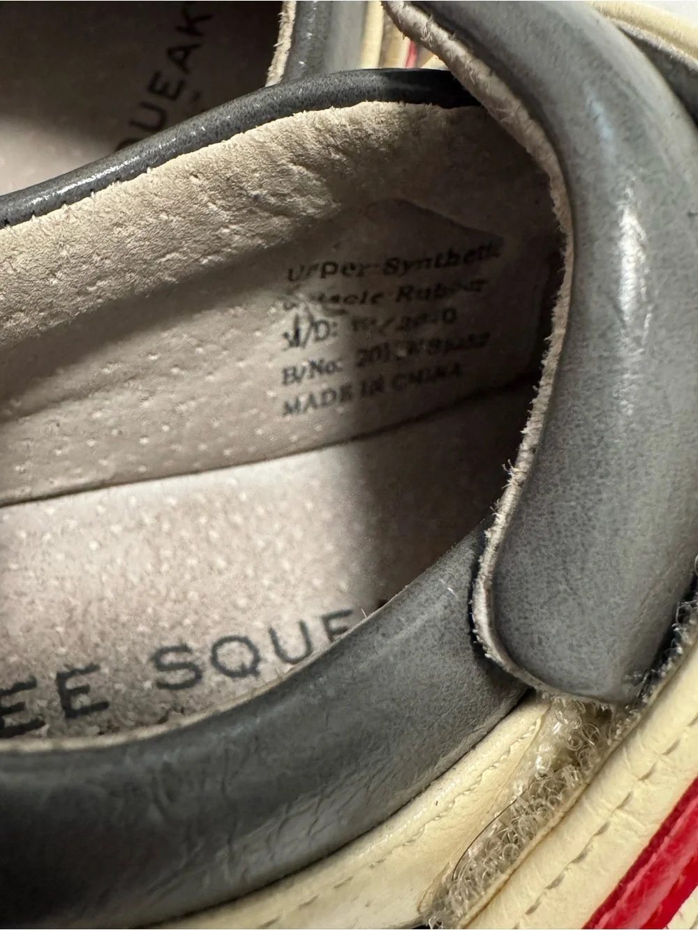 Wee Squeak Kids Grey and Cream Monkey Face Velcro Shoes 6/22